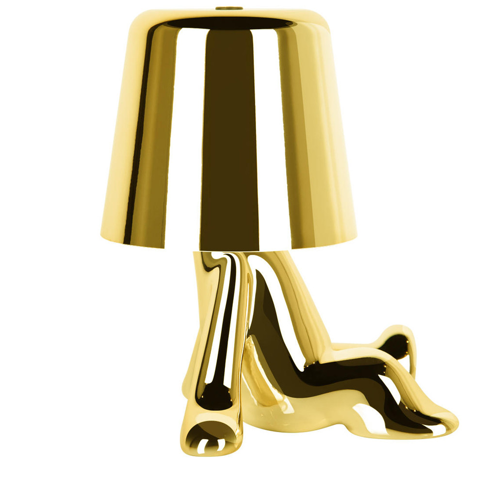 Настольная лампа фигурная золотого цвета с гладким абажуром Высота 17 см Sophia