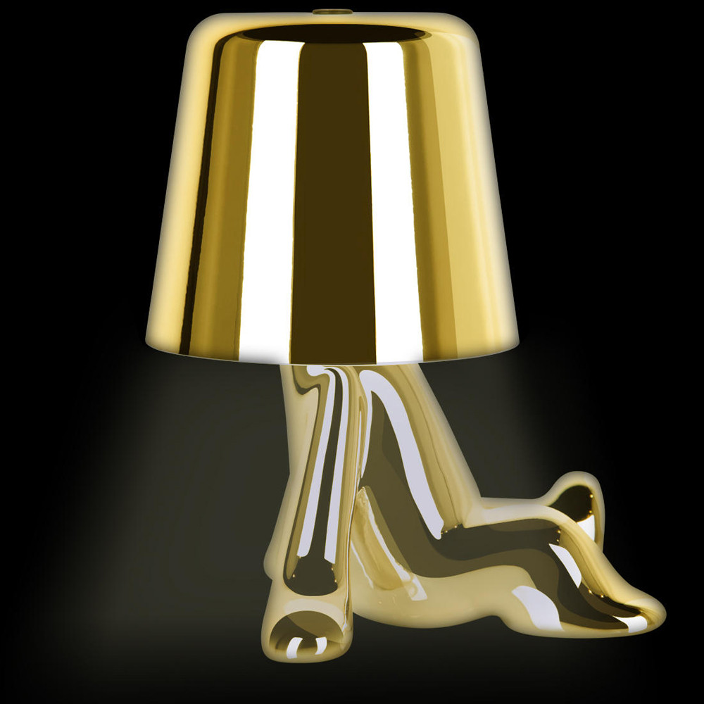 Настольная лампа фигурная золотого цвета с гладким абажуром Высота 17 см Sophia