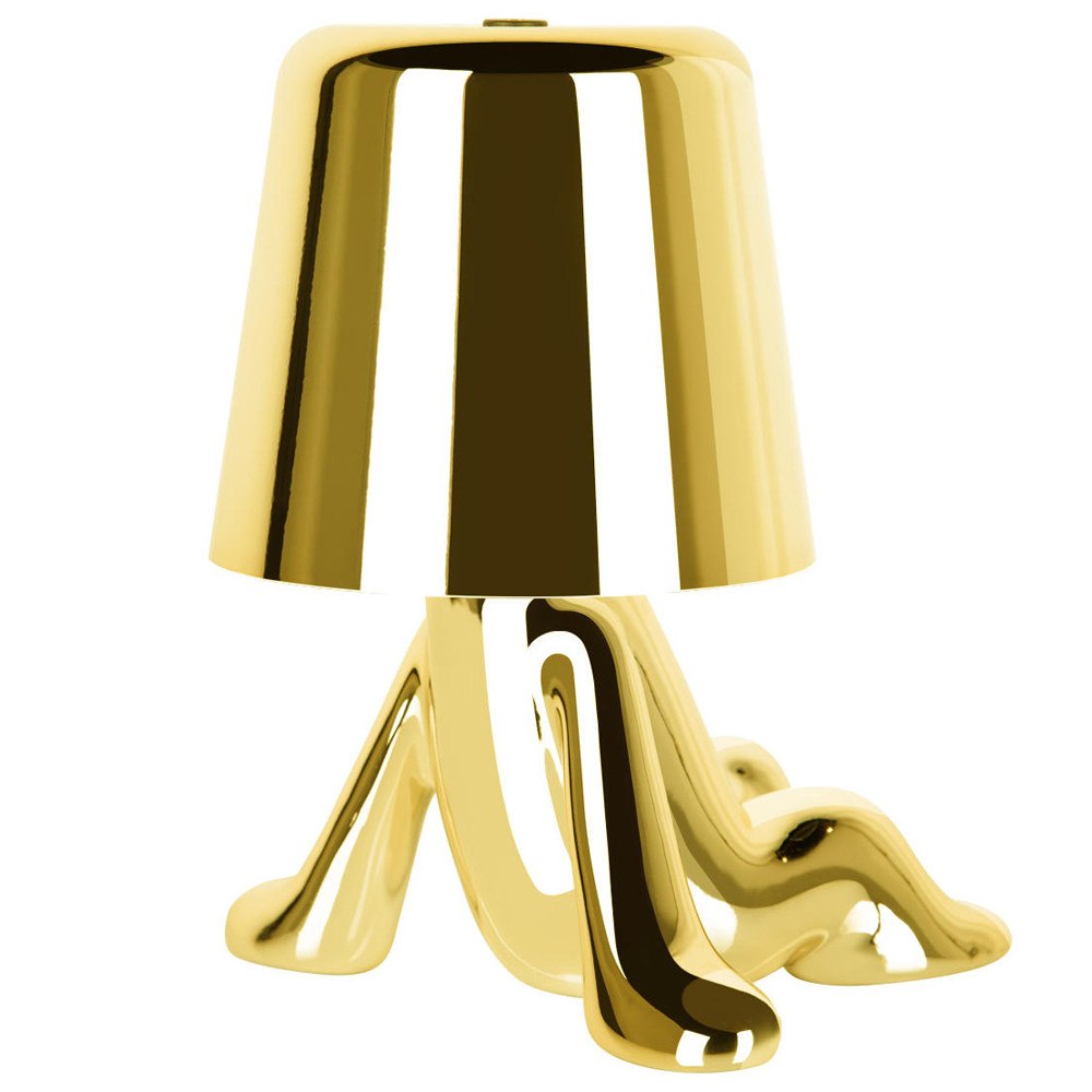 Настольная лампа фигурная золотого цвета с гладким абажуром Высота 17 см Sophia