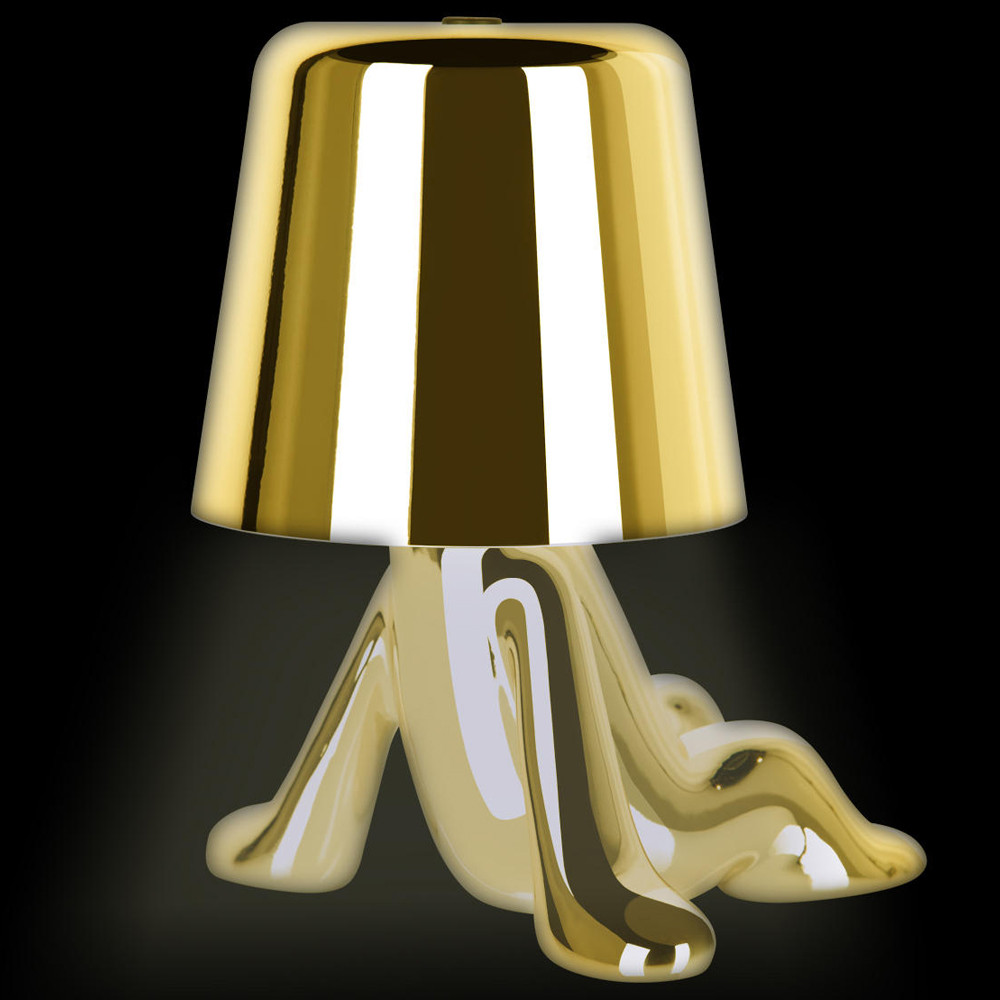 Настольная лампа фигурная золотого цвета с гладким абажуром Высота 17 см Sophia