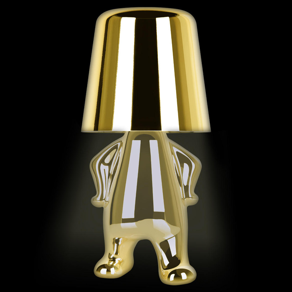 Настольная лампа фигурная золотого цвета с гладким абажуром Высота 19 см Sophia