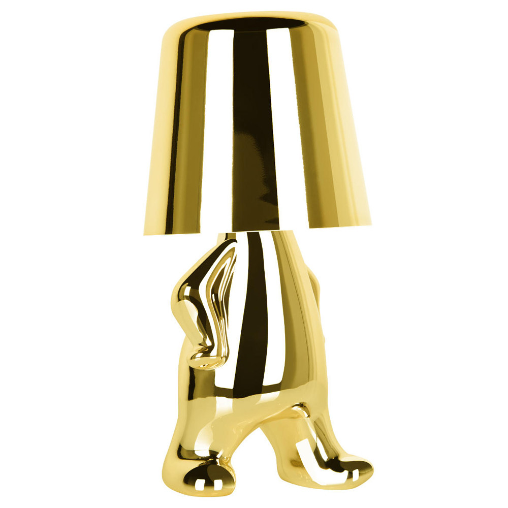 Настольная лампа фигурная золотого цвета с гладким абажуром Высота 19 см Sophia