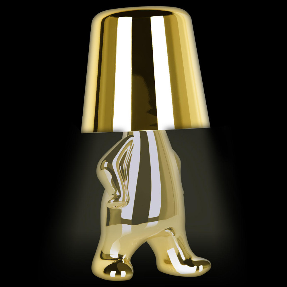 Настольная лампа фигурная золотого цвета с гладким абажуром Высота 19 см Sophia