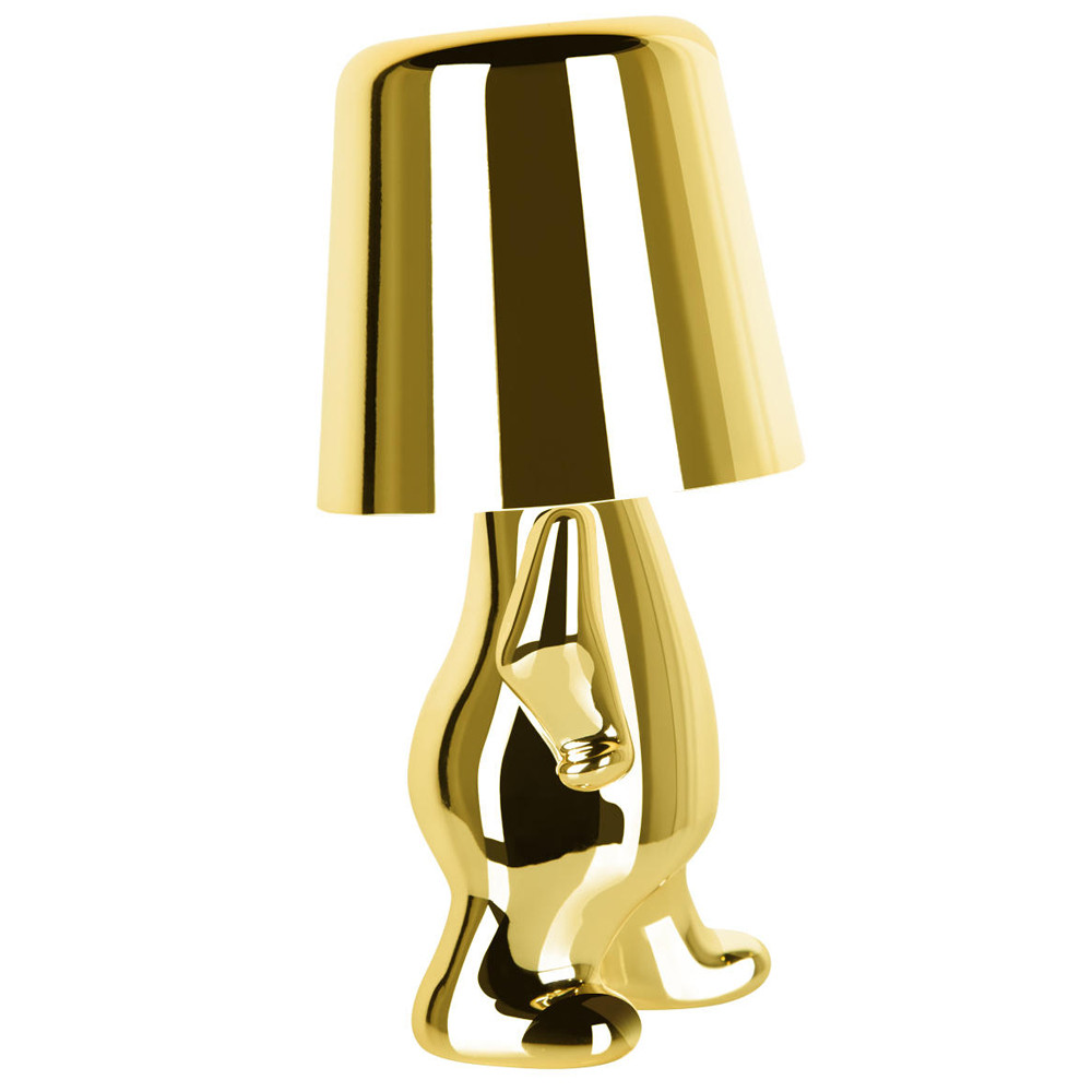 Настольная лампа фигурная золотого цвета с гладким абажуром Высота 19 см Sophia