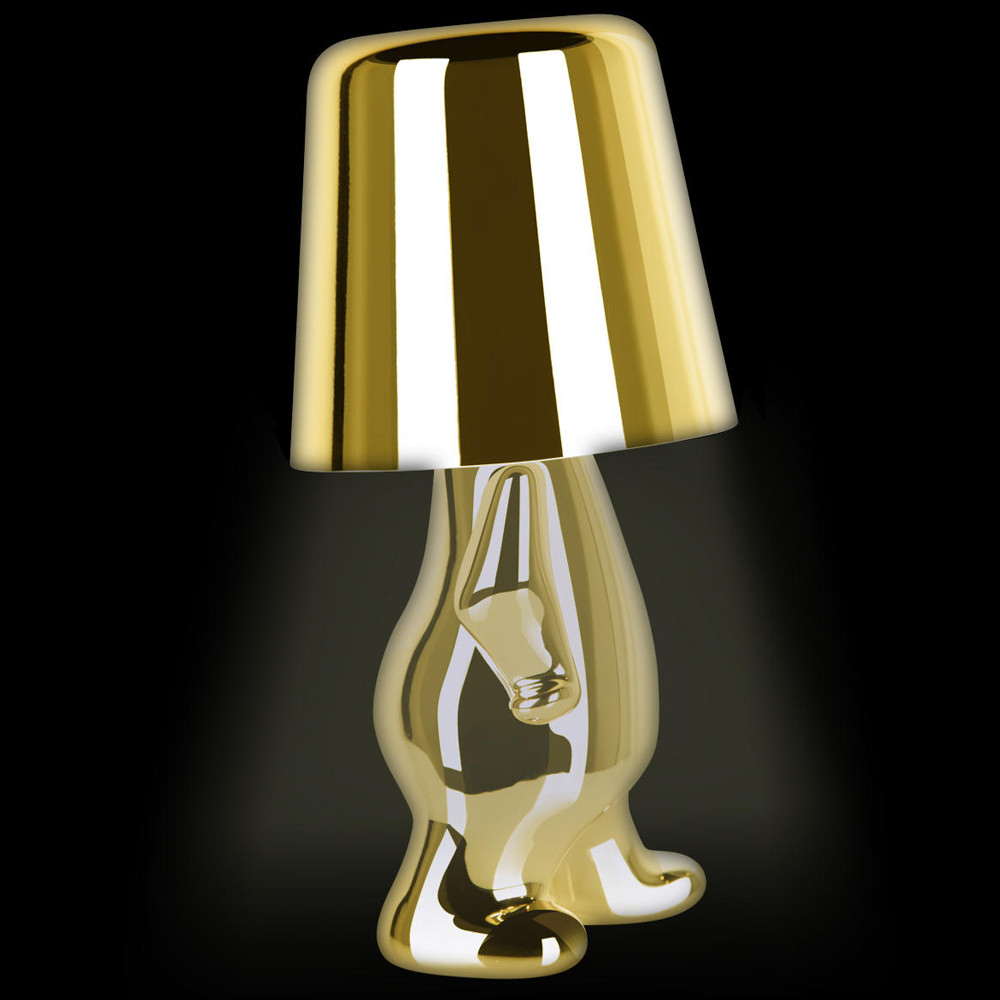 Настольная лампа фигурная золотого цвета с гладким абажуром Высота 19 см Sophia