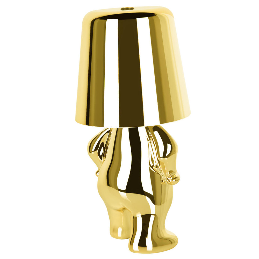 Настольная лампа фигурная золотого цвета с гладким абажуром Высота 19 см Sophia