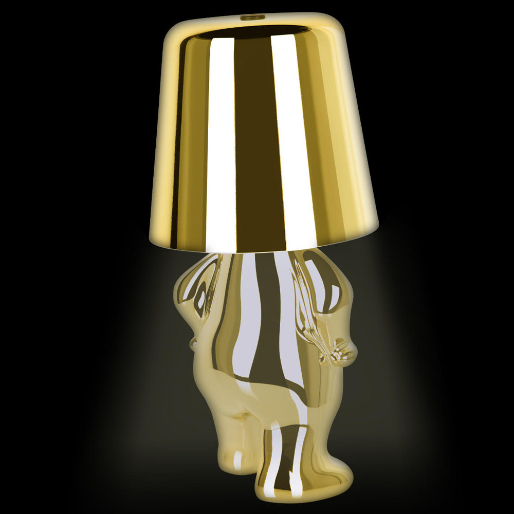 Настольная лампа фигурная золотого цвета с гладким абажуром Высота 19 см Sophia