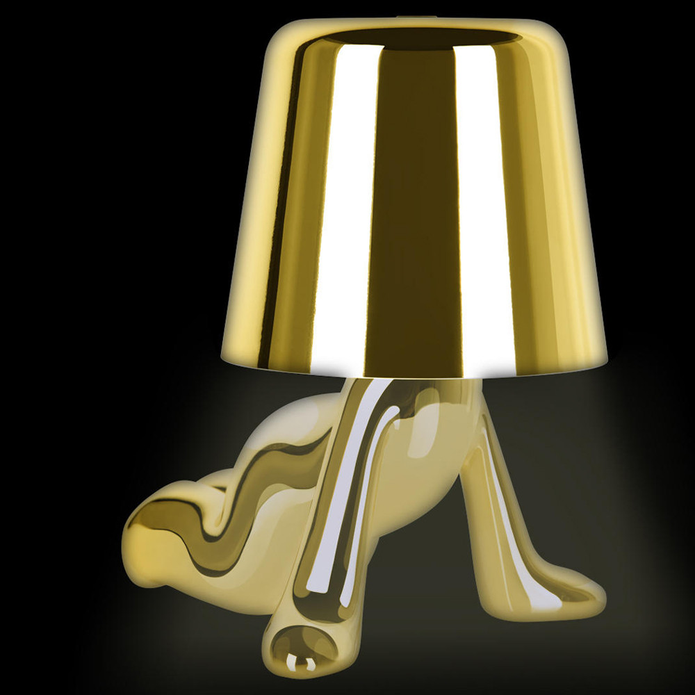 Настольная лампа фигурная цвета золото с гладким абажуром Высота 17 см Sophia