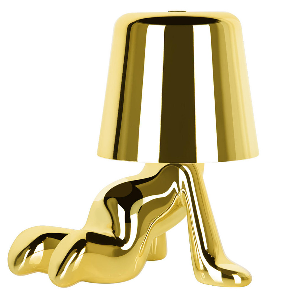 Настольная лампа фигурная цвета золото с гладким абажуром Высота 17 см Sophia
