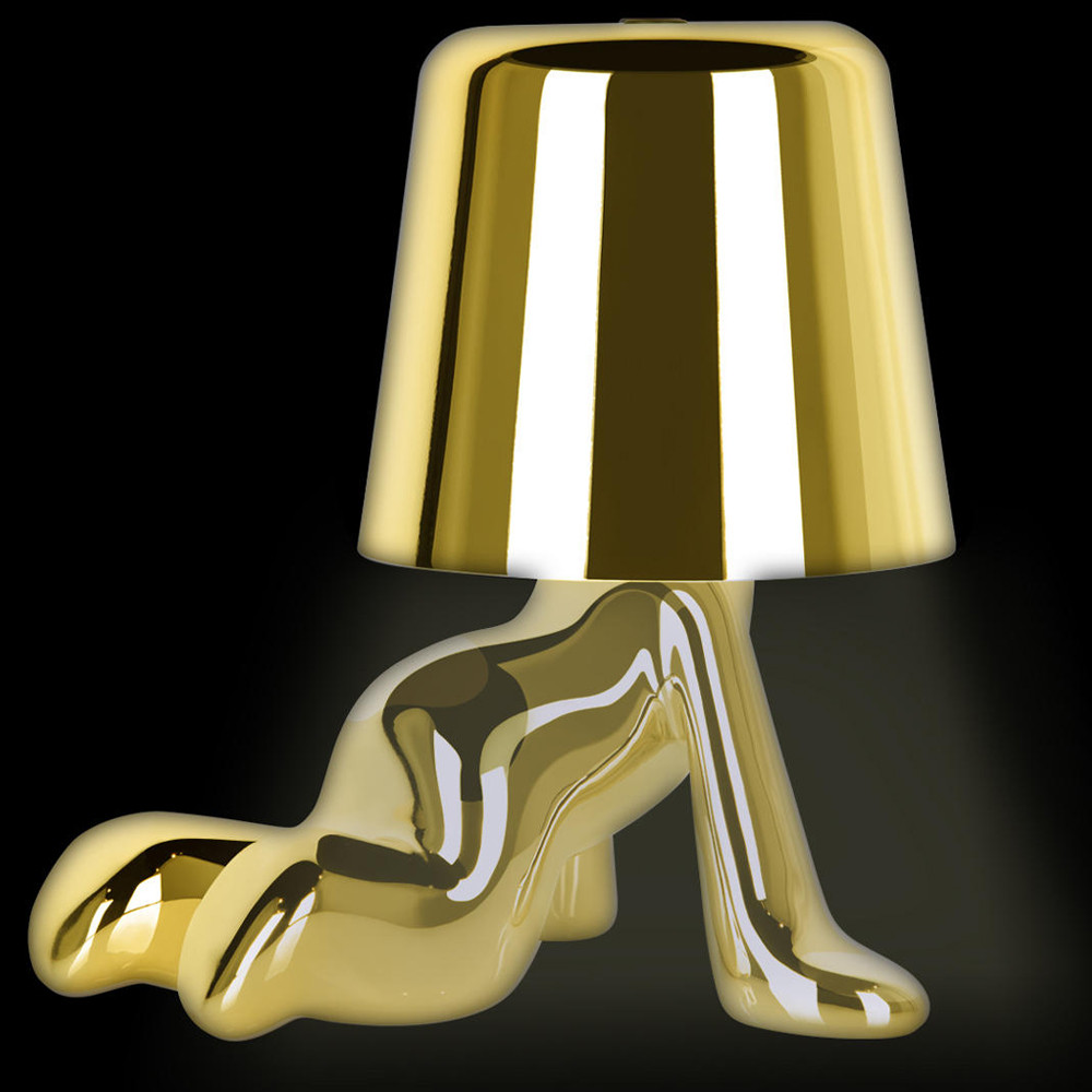 Настольная лампа фигурная цвета золото с гладким абажуром Высота 17 см Sophia