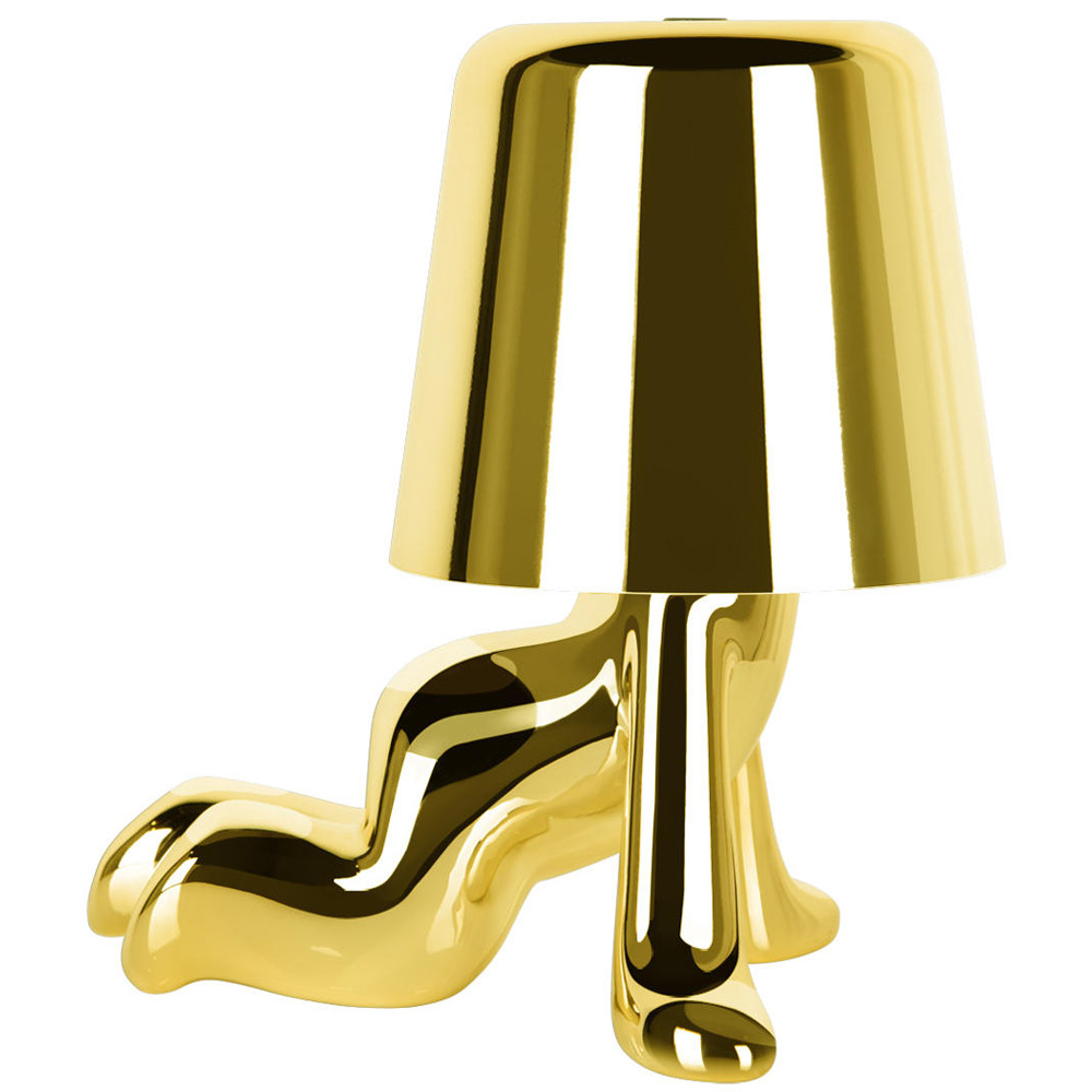 Настольная лампа фигурная цвета золото с гладким абажуром Высота 17 см Sophia