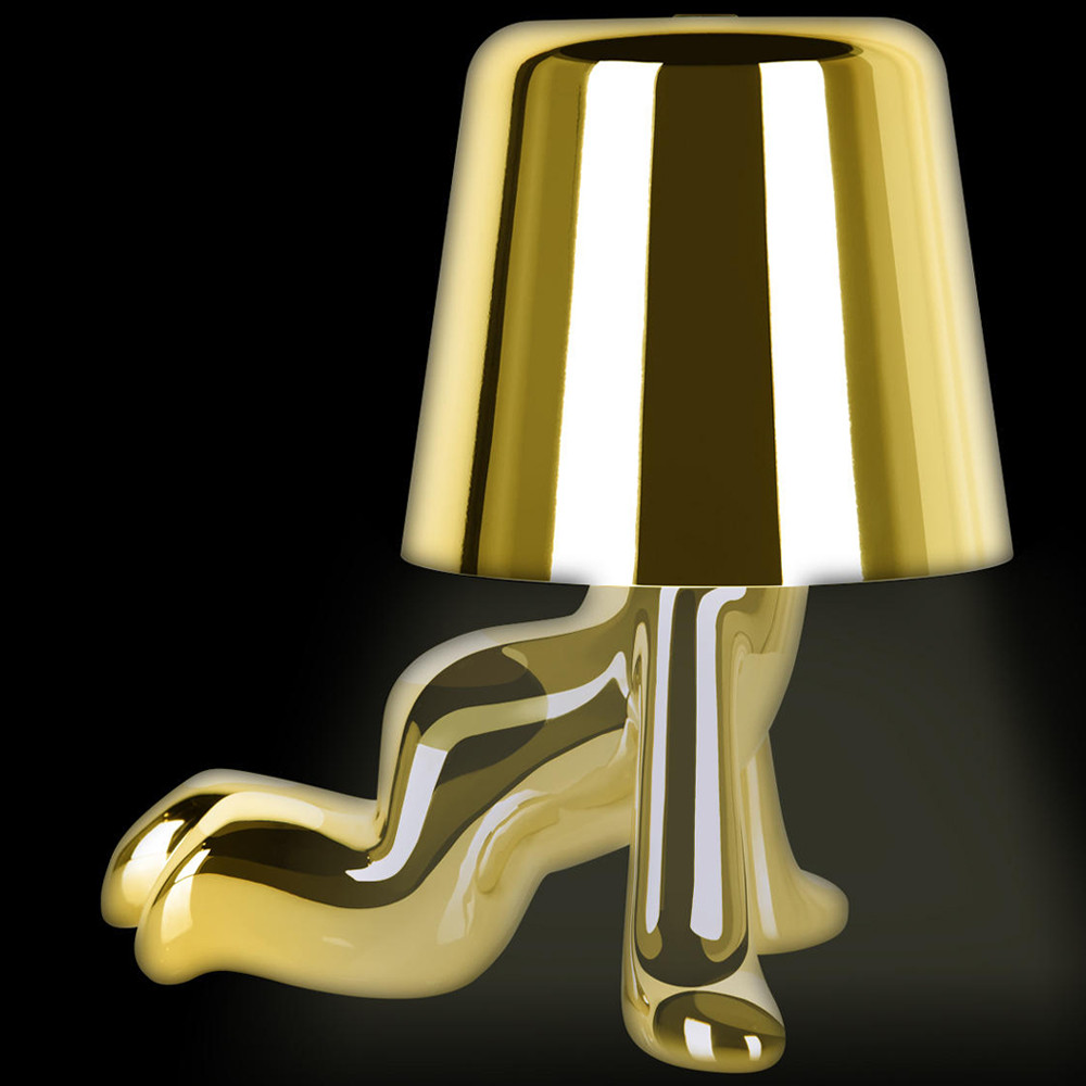 Настольная лампа фигурная цвета золото с гладким абажуром Высота 17 см Sophia