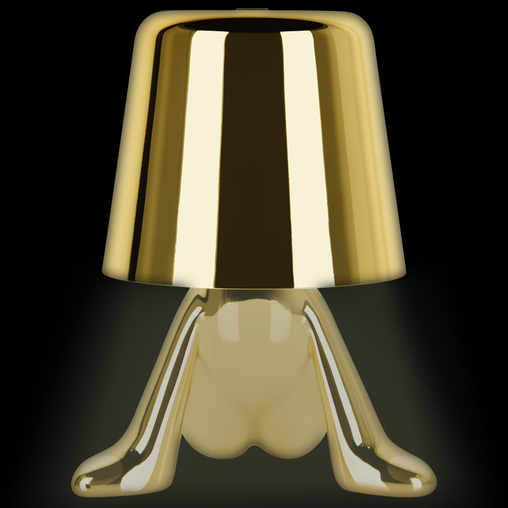 Настольная лампа фигурная цвета золото с гладким абажуром Высота 17 см Sophia