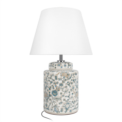 Настольная лампа цилиндрическая с цветочной росписью Lamp Flower Painting