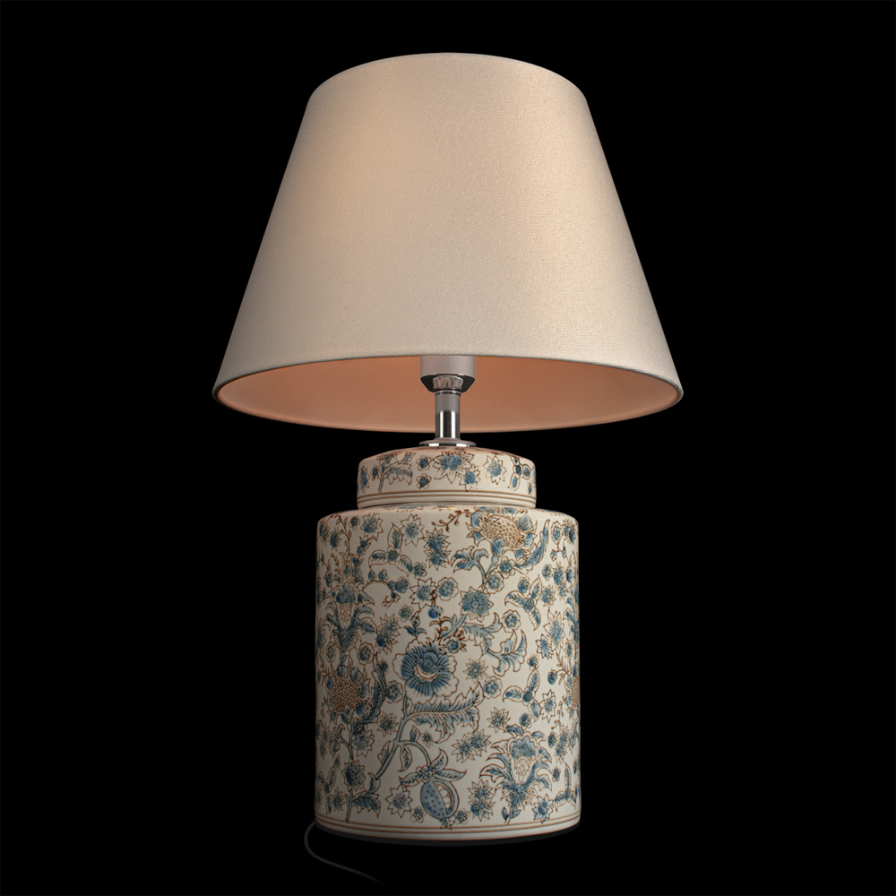 Настольная лампа цилиндрическая с цветочной росписью Lamp Flower Painting