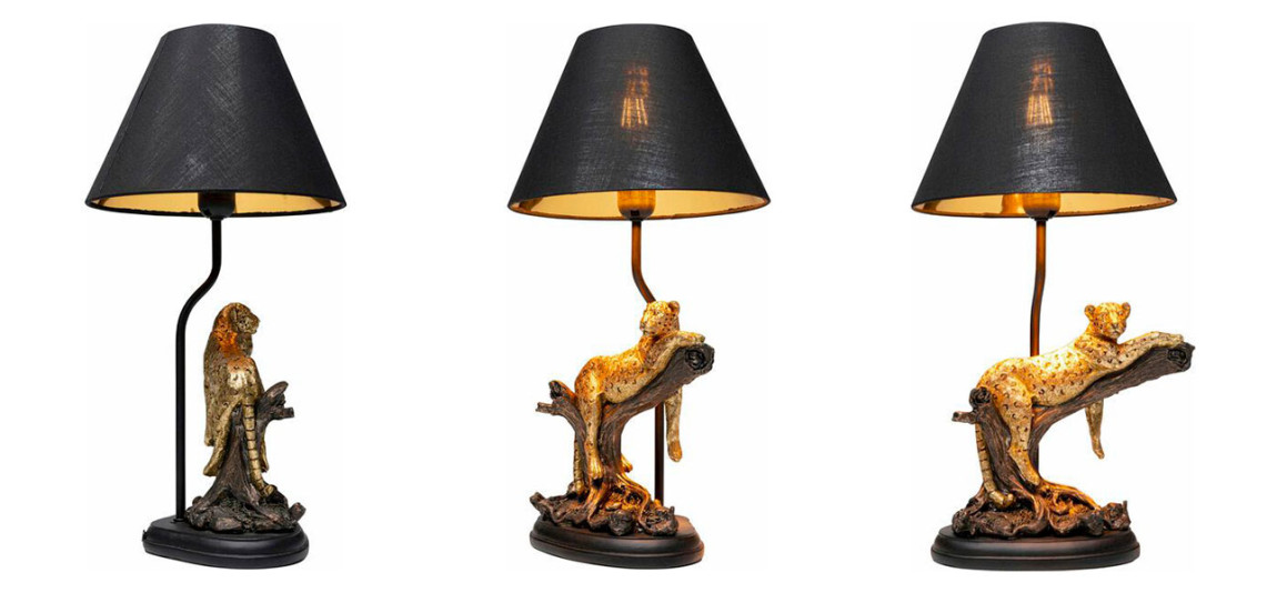 Настольная лампа черная Calm leopard