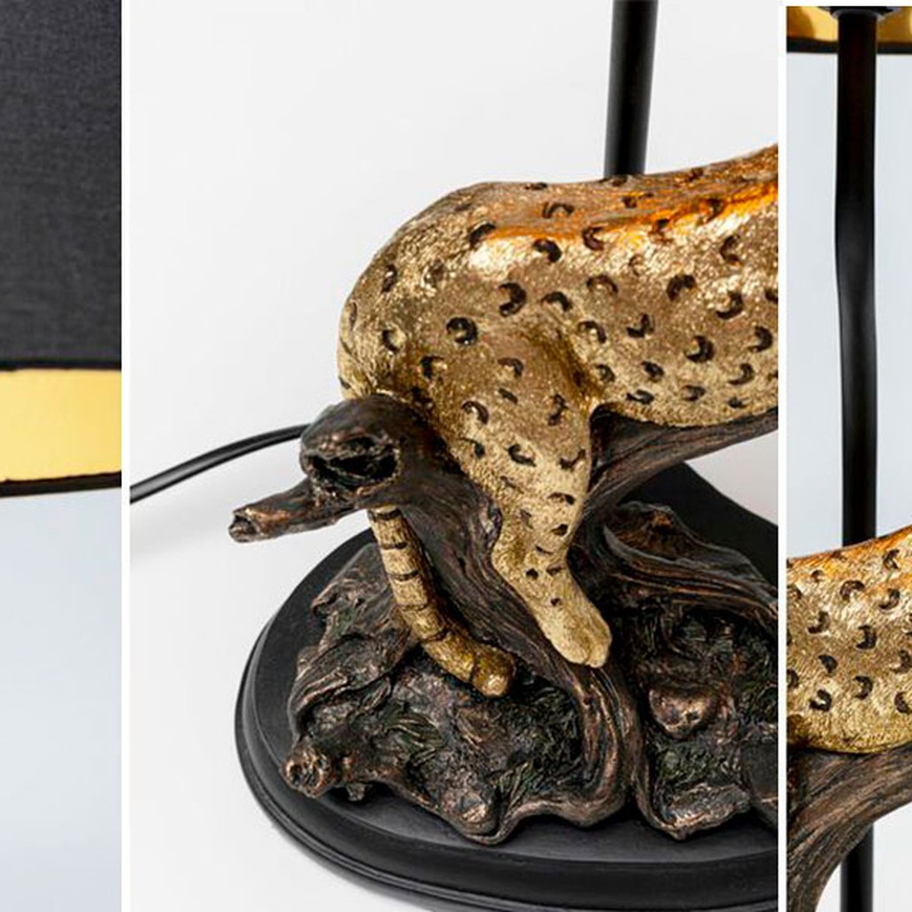Настольная лампа черная Calm leopard