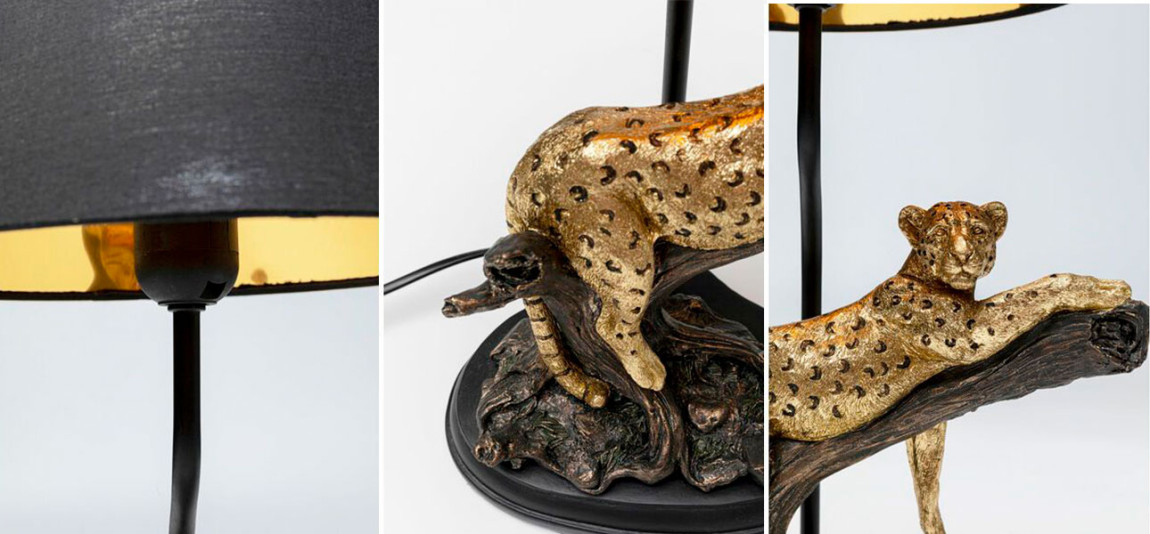 Настольная лампа черная Calm leopard