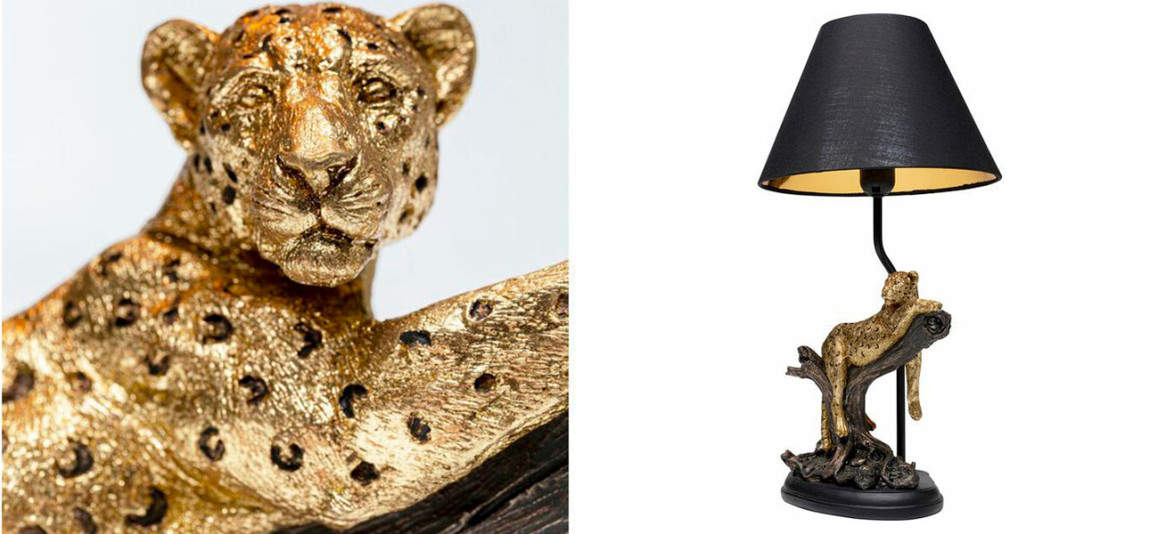 Настольная лампа черная Calm leopard