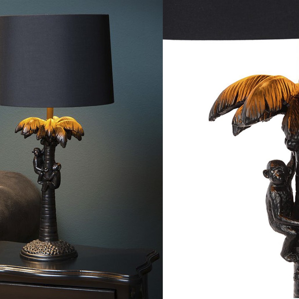 Настольная лампа Черная Пальма Monkeys on a palm table lamp black