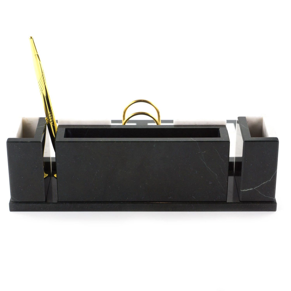 Настольный письменный набор из белого мрамора и змеевика Marble Accessory