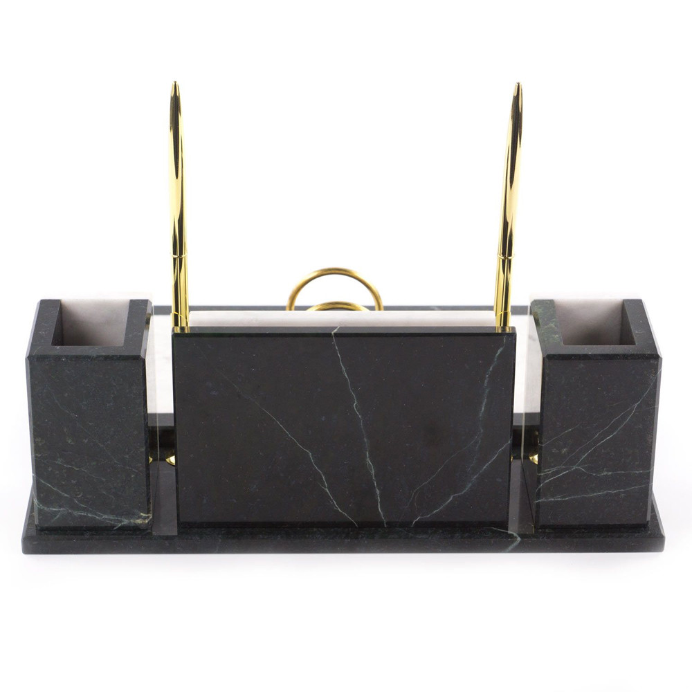 Настольный письменный набор из белого мрамора с часами Marble Accessory