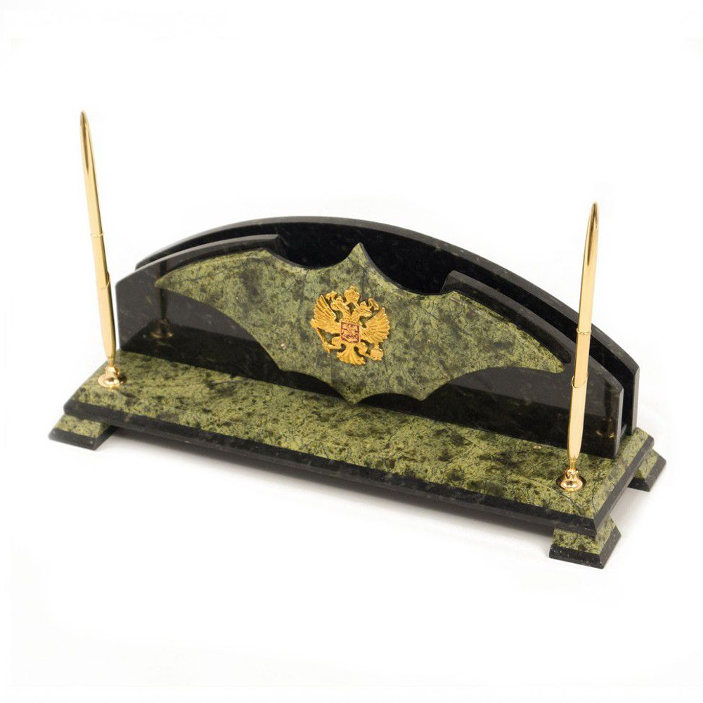 Настольный письменный набор из змеевика с гербом РФ Successful Leader