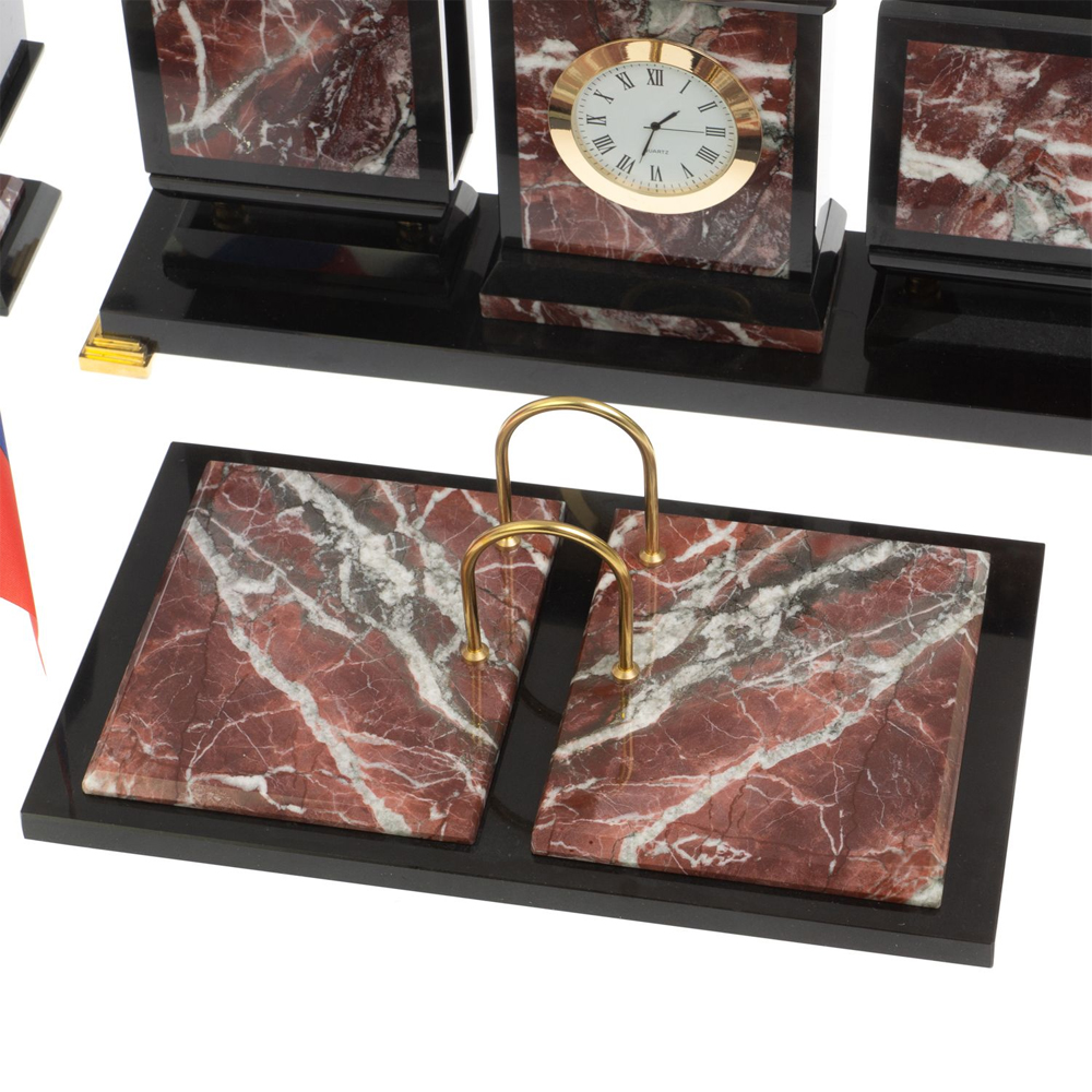 Настольный письменный набор из креноида и змеевика на бронзовых ножках Marble Accessory