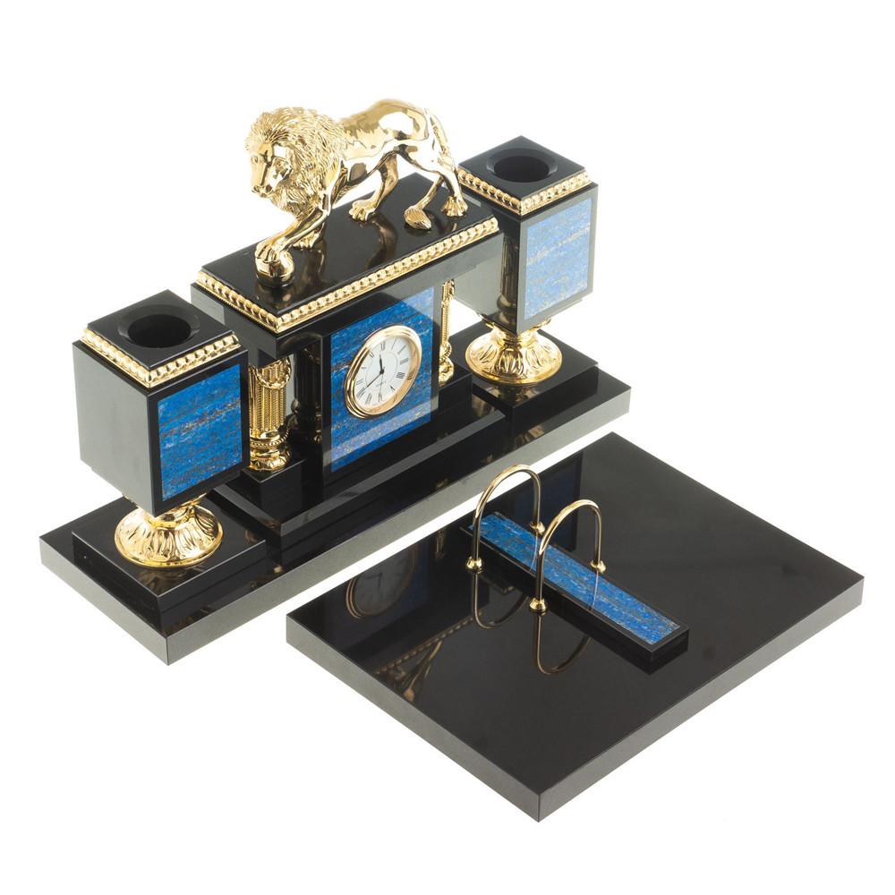 Настольный письменный набор из лазурита с декором в виде льва Golden Lion