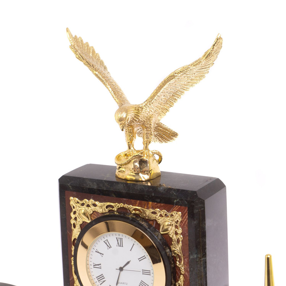 Настольный письменный набор из лемезита и змеевика с декором в виде Орла в подарочной упаковке Successful Leader