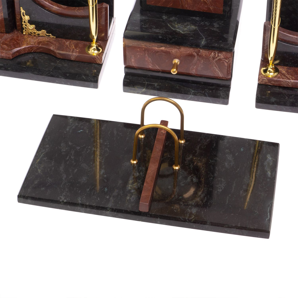 Настольный письменный набор из лемезита и змеевика с декором в виде Орла в подарочной упаковке Successful Leader