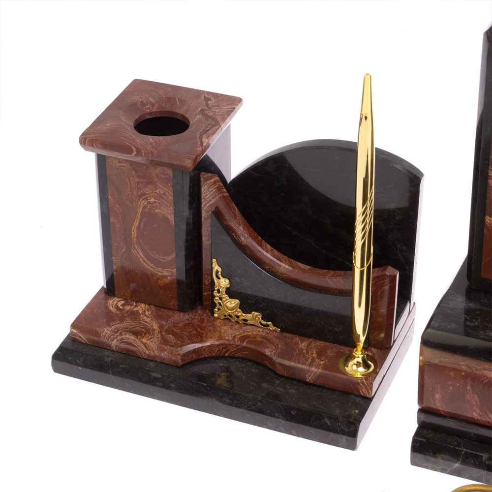 Настольный письменный набор из лемезита и змеевика с декором в виде Орла в подарочной упаковке Successful Leader