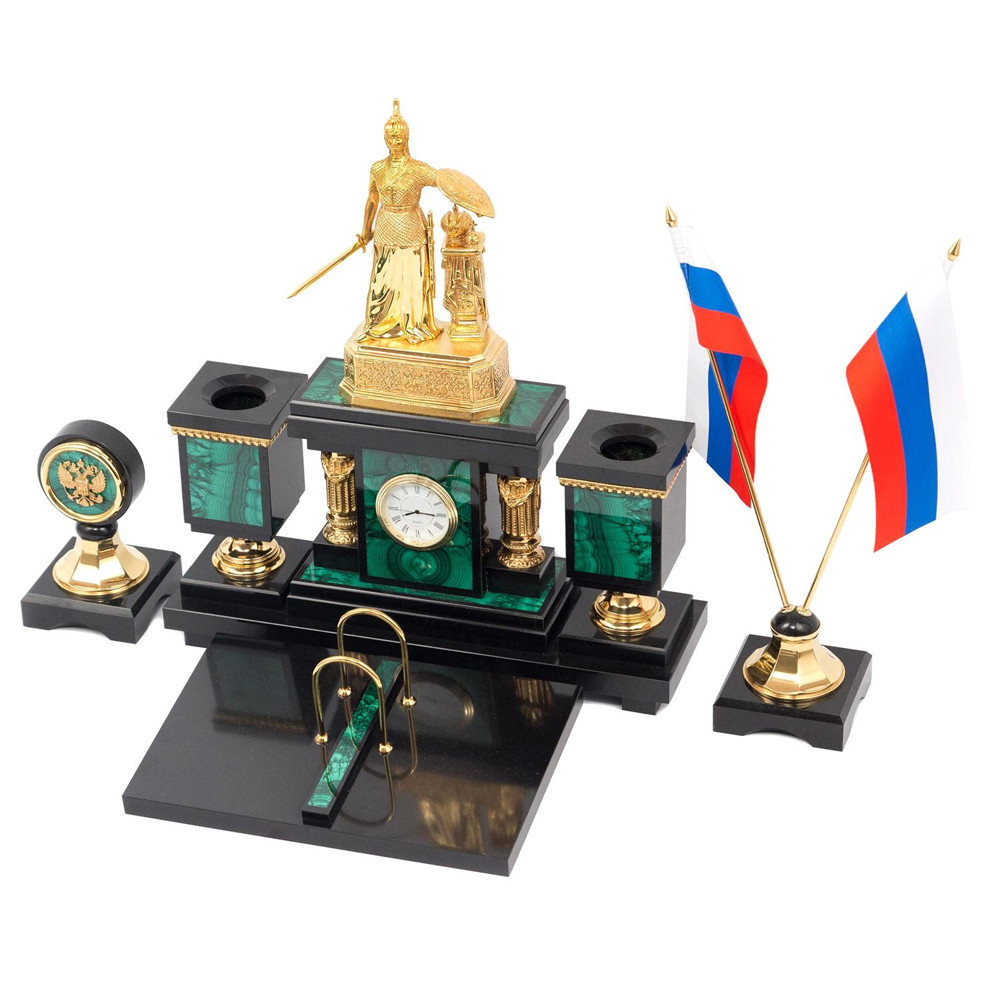 Настольный письменный набор из малахита и долерита Leader Organizer