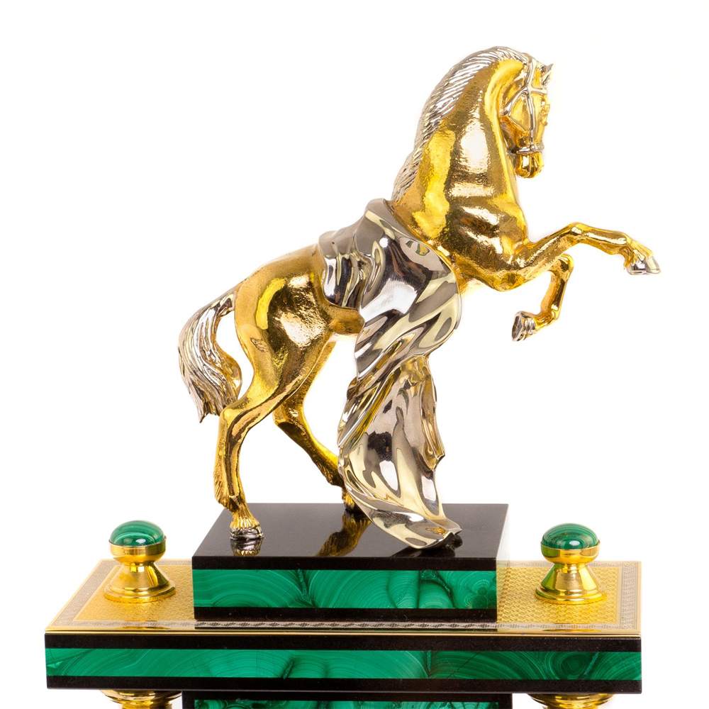 Настольный письменный набор из малахита с декором в виде лошади Leader Organizer