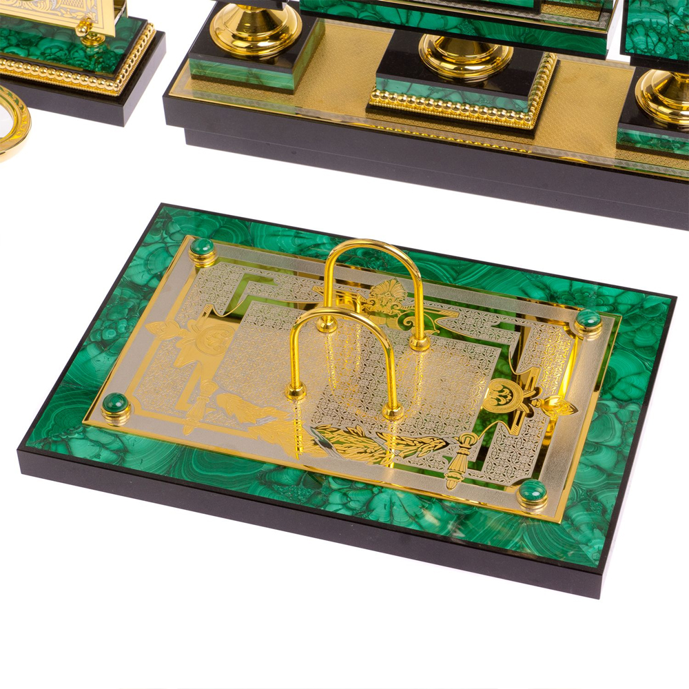 Настольный письменный набор из малахита с декором в виде лошади Leader Organizer