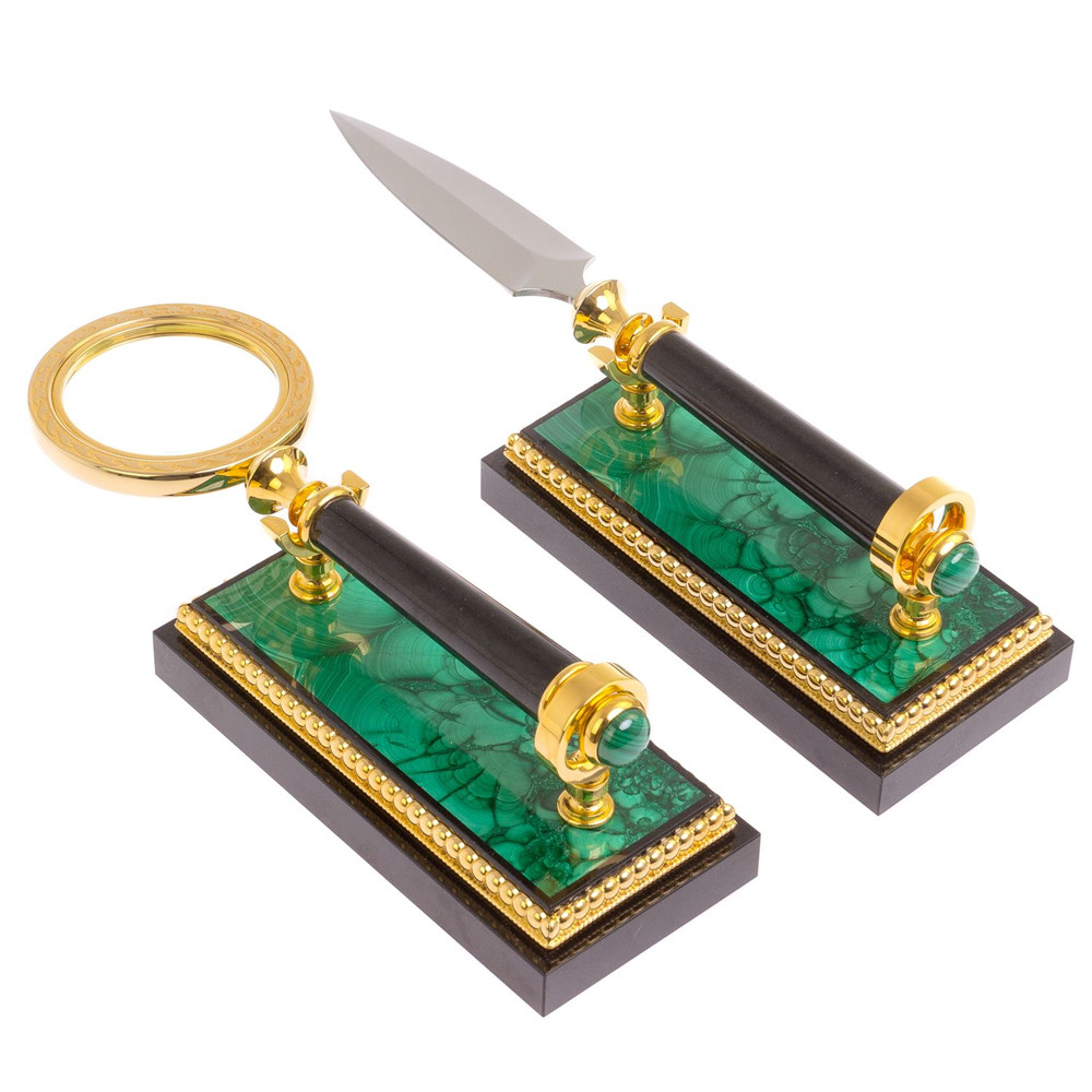 Настольный письменный набор из малахита с декором в виде лошади Leader Organizer