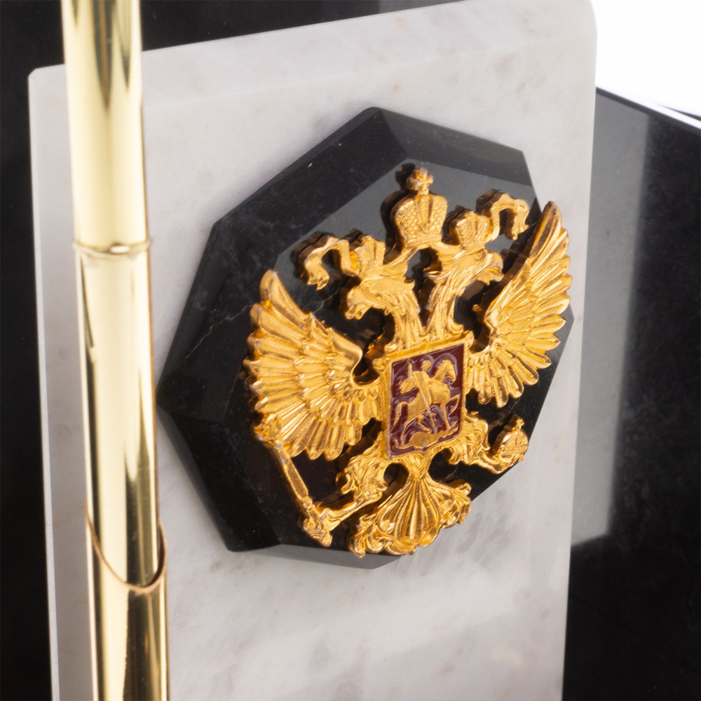 Настольный письменный набор из мрамора и змеевика с гербом России Marble Accessory