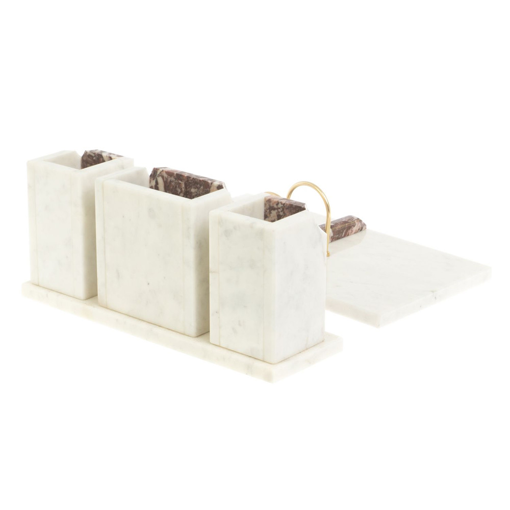 Настольный письменный набор из мрамора и креноида с гербом России Marble Accessory