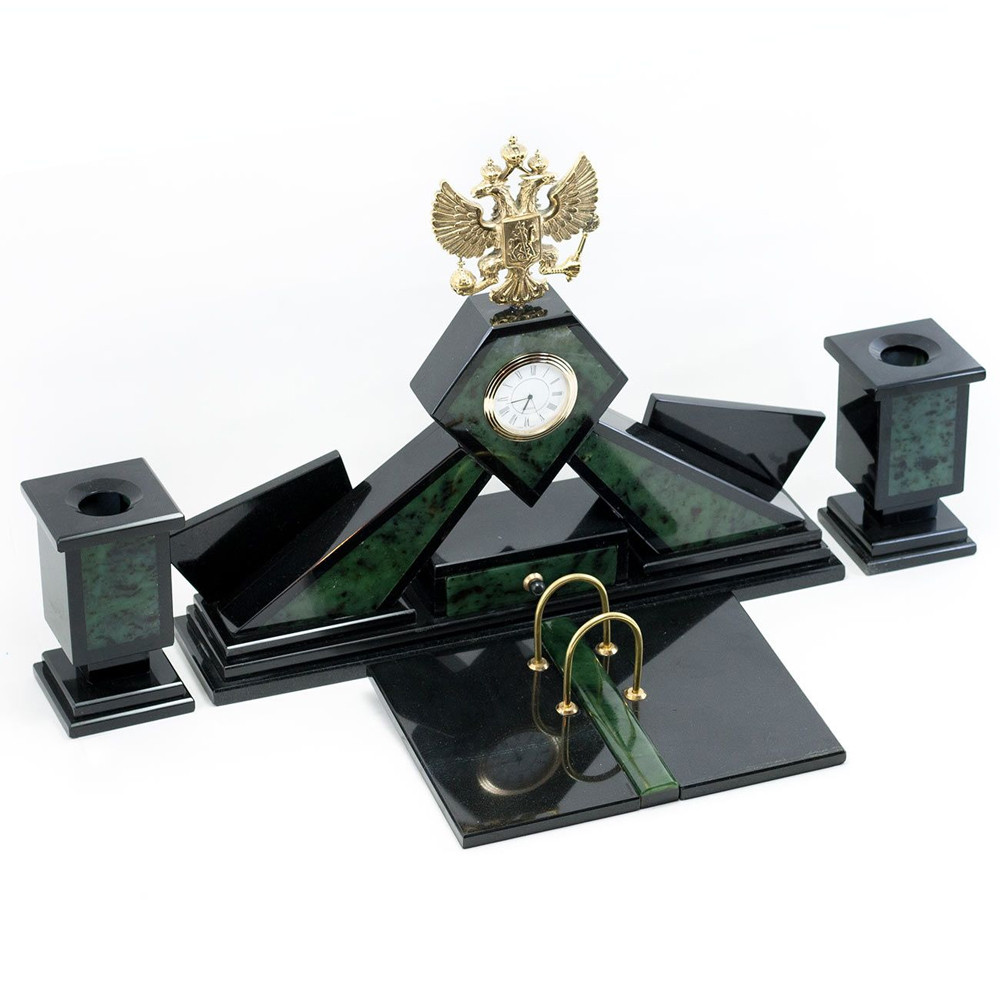 Настольный письменный набор из нефрита Герб России Dignity