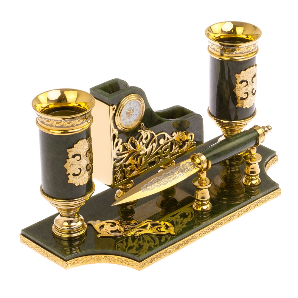 Настольный письменный набор из нефрита с ножом для бумаг в подарочной коробке Maecenas