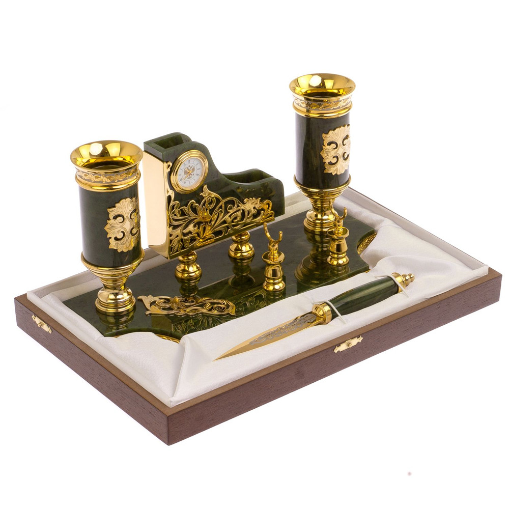 Настольный письменный набор из нефрита с ножом для бумаг в подарочной коробке Maecenas