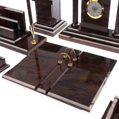 Настольный письменный набор из природного камня обсидиана Team leader