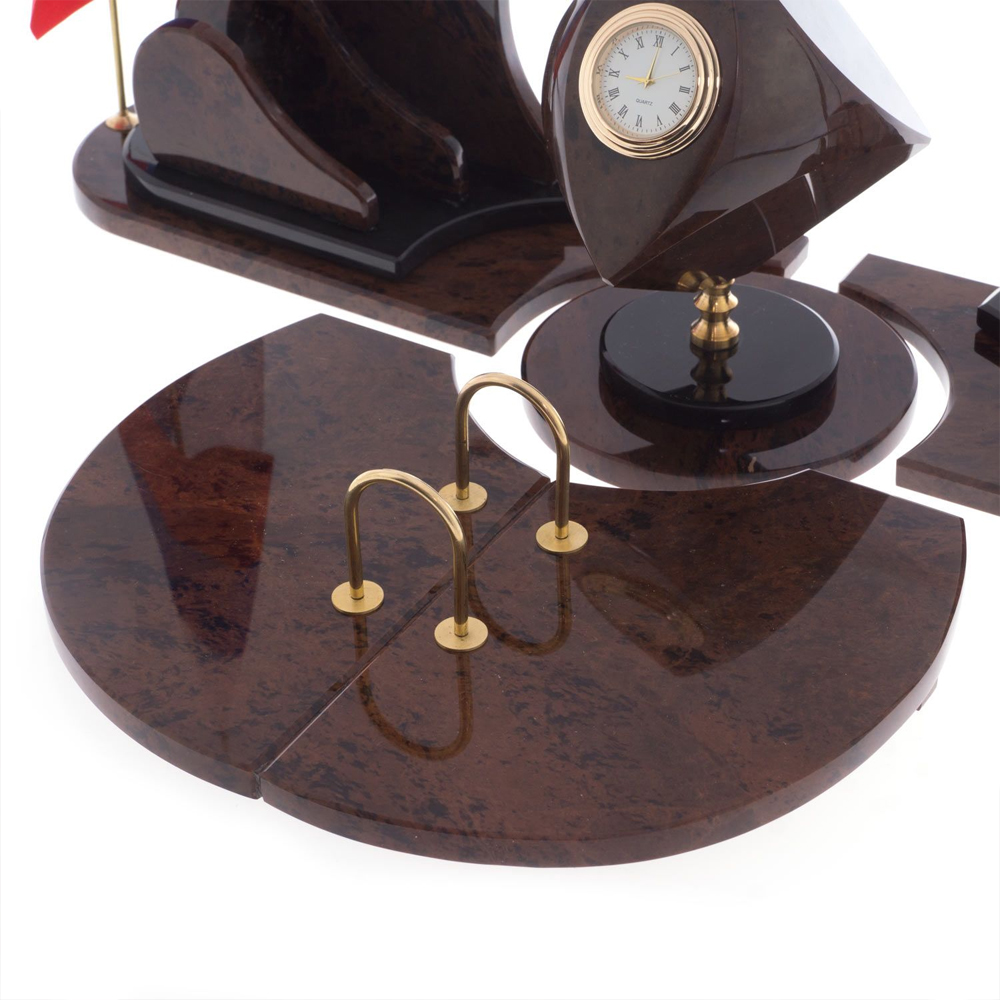 Настольный письменный набор из природного камня обсидиана коричневого Team leader