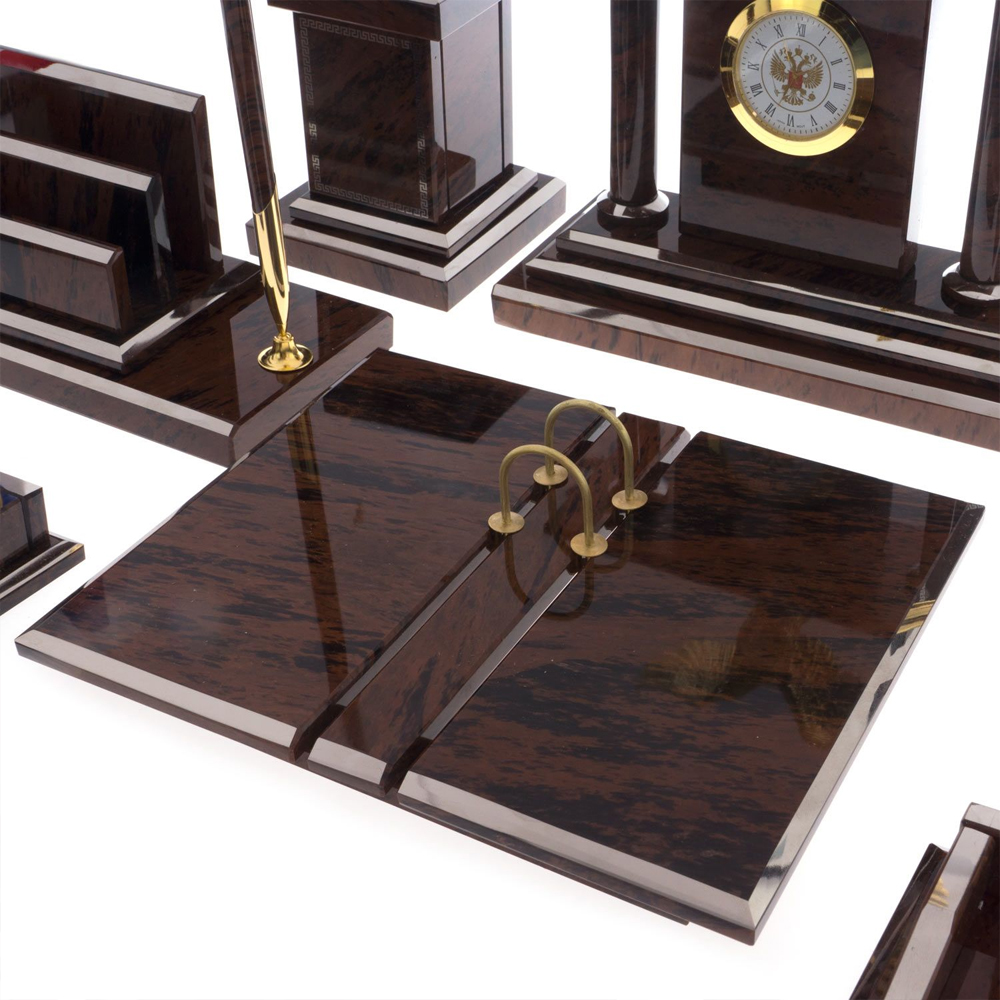 Настольный письменный набор из природного камня обсидиана с декором в виде орла Golden Eagle