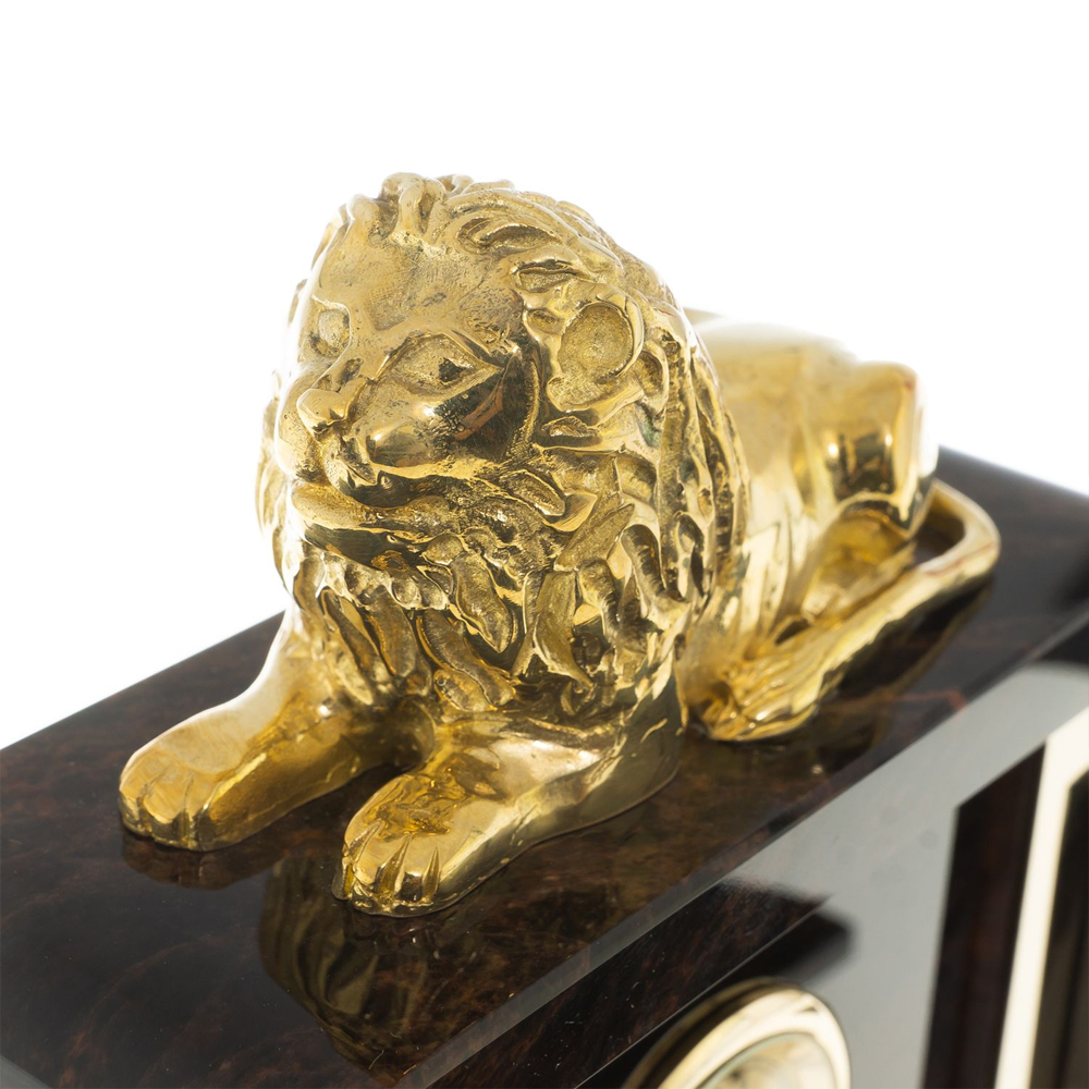 Настольный письменный набор из чёрного обсидиана с декором в виде льва Golden Lion