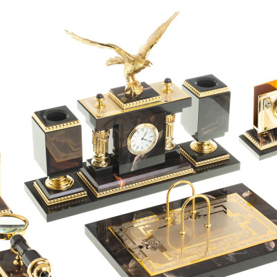 Настольный письменный набор из яшмы и долерита в подарочной упаковке Manager Organizer