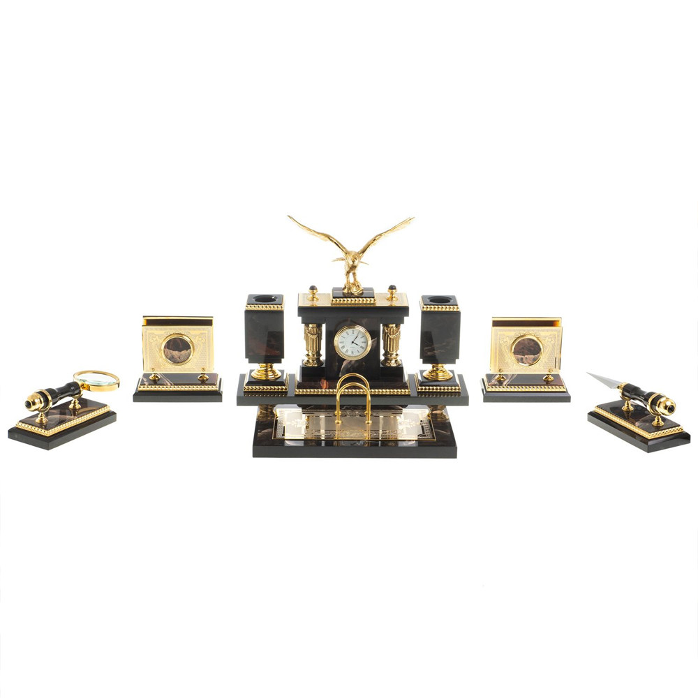 Настольный письменный набор из яшмы и долерита в подарочной упаковке Manager Organizer