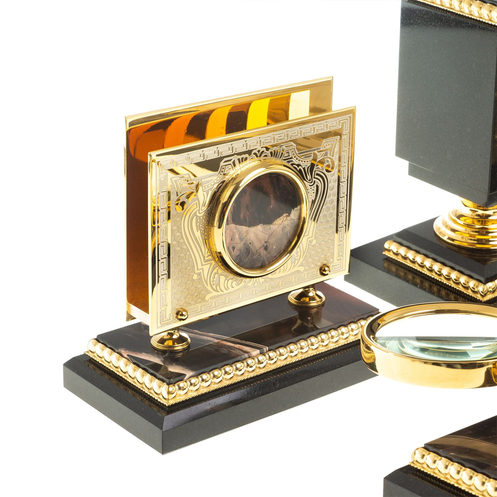 Настольный письменный набор из яшмы и долерита в подарочной упаковке Manager Organizer