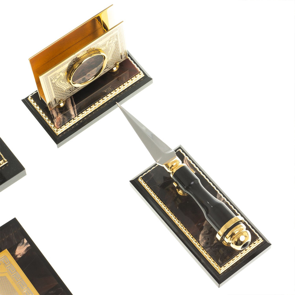 Настольный письменный набор из яшмы и долерита в подарочной упаковке Manager Organizer