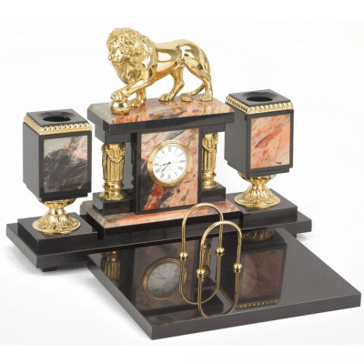 Настольный письменный набор из яшмы и долерита с декором виде льва Manager Organizer